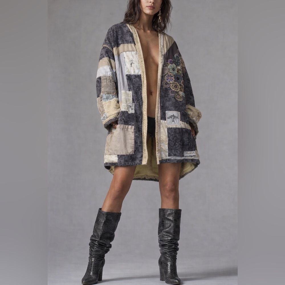 Patchwork quilted double sided jacket